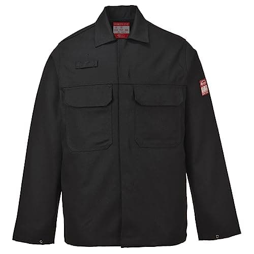 Image of Portwest BIZ2 Bizweld Mens Welding Jacket Flame Resistant Workwear Welder Work Coat Arc Flash Heat Protection Molten Metal Splash Protective Multi-Norm Industrial Clothing, Black, XXXL