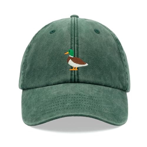 Image of Mallard Duck Baseball Cap Vintage Washed Unisex Dad Hat Adjustable Bottle Green