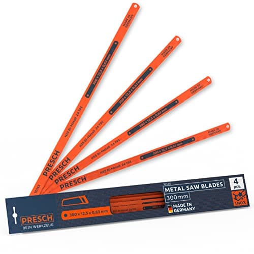 Image of Presch Hacksaw Blades 300mm 4 pcs - Handsaw Blades for 300mm hacksaws - Bi-Metal Saw Blade 300 mm with HSS Edge for Non-Ferrous Metals (Copper), Stainless steels, Plastics