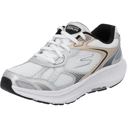 Image of Skechers Women's Go Run Consistent 2.0 Volt Sneaker, White Leather/Silver Trim, 3 UK