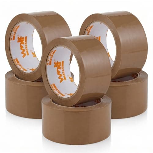 Image of Wolf Tapes Packaging Tape, Heavy-Duty Parcel Tape for Packing, All Purpose Strong Adhesive Tape, Secure Sticky Seal for Boxes, FSC Certified Shipping Tape, Pack of 6 48MM x 66M (Brown)
