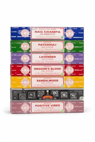 Image of Satya Incense Gift Collection – Handcrafted Assorted Incense Sticks for Meditation, Relaxation & Yoga – 15 g Each (Pack of 7, Floral)