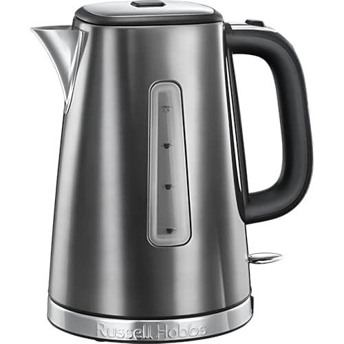 Image of Russell Hobbs Luna Grey Stainless Steel 1.7L Cordless Electric Kettle (Quiet & Fast Boil 3KW, Removable Washable Anti-Scale Filter, Easy Push Button lid, Perfect Pour spout) 23211