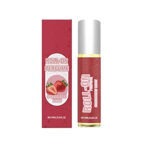 Image of 10ML Strawberry Scent Rollerball Perfume for Women Charm Fresh Aroma Long Lasting Fragrance Elegant Roll on for All Occasions (Red, One Size)