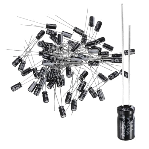 Image of sourcing map 60Pcs 10uF 16V 4x7mm Electrolytic Capacitor, 105C High Temp Radial Leads Aluminum Capacitors for TVs, LCD Monitor, VCD