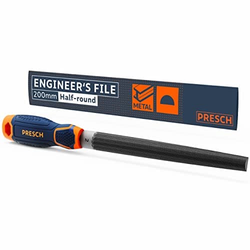 Image of Presch File Half-Round 200mm - High-Quality Half-Round File with for Filing Curves and Straight Lines in Metal, Wood or Plastic - High-Quality Metal File