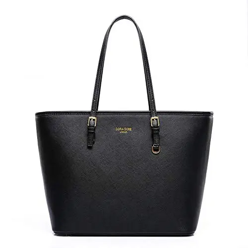 Image of Handbag Tote Bag for Women, Laptop Bags Soft PU Leather Ladies Handbag Shoulder Bag Top Handle Bag for School Work Travel (Black)