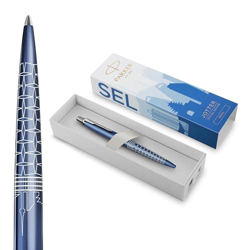 Image of Parker Jotter Ballpoint Pen | Special Edition | Seoul Blue with Chrome Trim | Medium Point | Blue Ink | Gift Box
