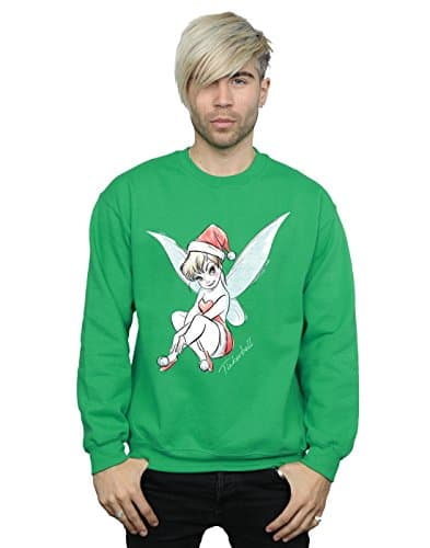 Image of Disney Men's Tinkerbell Christmas Fairy Sweatshirt Small Irish Green