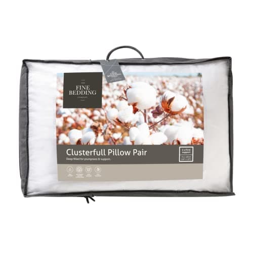 Image of The Fine Bedding Company Luxury Microfibre Pillows – Medium Firm Pillow Pair for Support with Cotton Covers for Long-Lasting Support, Premium Pillows for Bed, Hypoallergenic, Machine Washable - 2 Pack