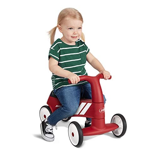 Image of Radio Flyer Scoot About Sport Ride On, For Toddlers 1-3, Stable Wide-Set Front Wheels, Front Steering, Clear Kick Path, Under Seat Storage, Easy-Glide Wheels, 42 lb Capacity, Toddler Ride On Toys