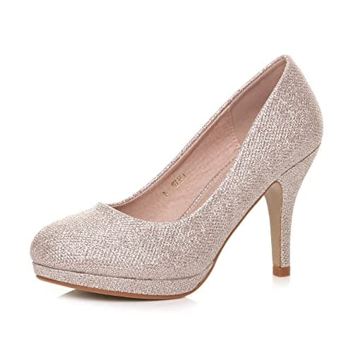 Image of AJVANI mid high Heel Platform Work Evening Court Shoes Pumps Size 3 36