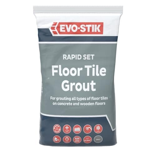 Image of EVO-STIK Floor Tile Grout, Fast Setting Grey - 5kg - For Wood and Concrete Floors - Waterproof - For Interior and Exterior Use