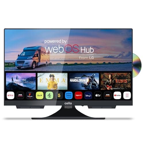 Image of Cello C1924WSF 12 Volt 19 inch Smart Frameless TV With Built-in DVD | Ultrafast WebOS | Freeview Play | Pitch Perfect Speakers | Bluetooth | Netflix | Small TV for Motorhomes | Made in the UK