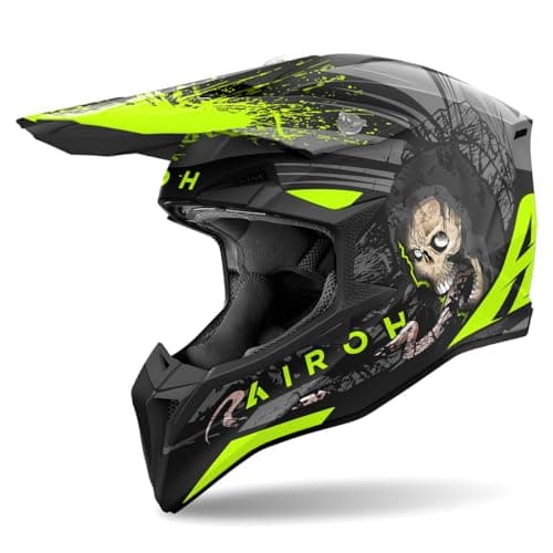 Image of Airoh Wraaap Darkness Motocross Helmet, black/neon yellow, M (57/58)