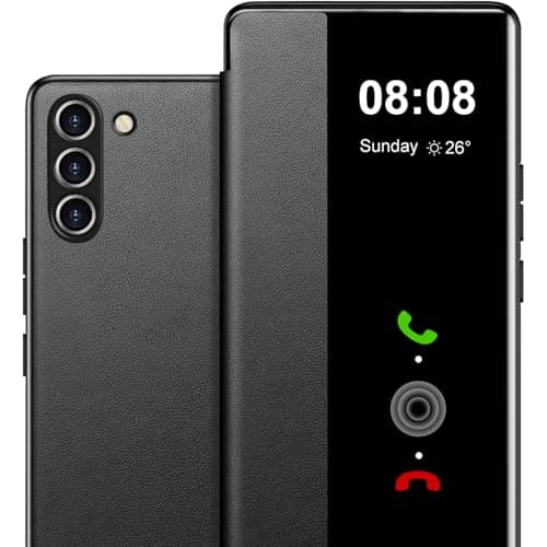 Image of Case for Samsung Galaxy Note 10 Case S View, Clear View Flip Folio Premium PU Leather Hard PC for Samsung Note 10 Phone Cases, Luxury Anti-Scratch Flip Cover for Samsung Galaxy Note 10 (Black)