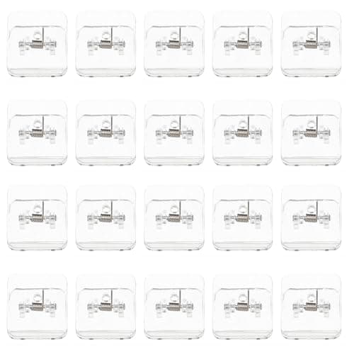 Image of HORIALENCE 20pcs Adhesive Spring Clips for Hanging - Tapestry Wall Clip Hangers for Photo Paper Poster Picture Hanging - Office Home Mini Clamps, Transparent