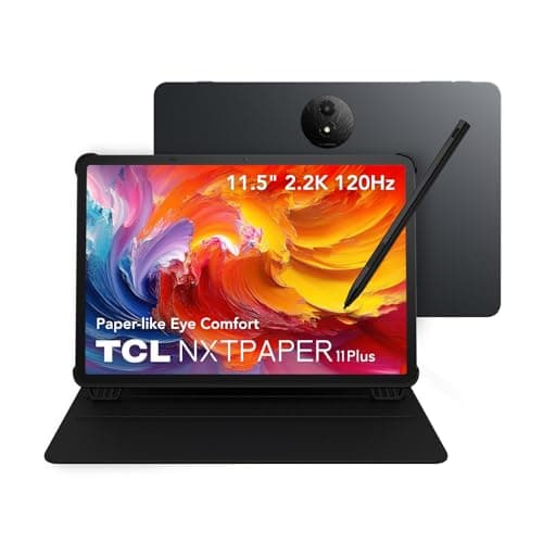 Image of TCL NXTPAPER 11 Plus Tablet Flipcase & T-Pen 11.5" 2.2K 120Hz NXTPAPER Display 8000mAh Battery 33W Fast Charging Anti-glare Anti-blue light 8GB+256GB 4 Speakers DTS Sound Thin 6.5mm 490g Dark Gray