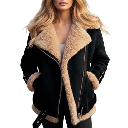 Image of HELLORSOON Winter Jackets For Women Uk, Women'S Fleece Down Parka Jacket Thick Fleece Lined Women'S Coats Teddy Jacket Women Ladies Winter Coat Casual Jumper Outwear Womens Clothes