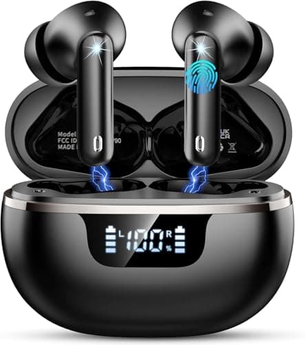 Image of 2026 Wireless Earbuds, Bluetooth 5.4 Headphones HiFi Stereo, 50H Playtime Ear buds with 4 ENC Noise Cancelling Mics, IP7 Waterproof Earbuds with LED Display, Fast Charging, In Ear Earphones Deep Bass