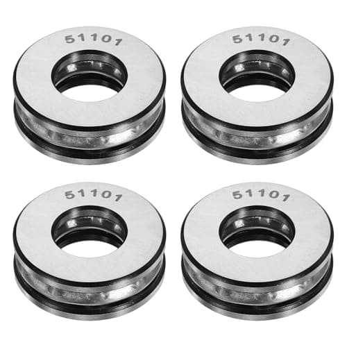 Image of sourcing map 4Pcs Thrust Ball Bearings, 12mm Bore 26mm OD 9mm Thick 51101 Single Row Roller, Chrome Steel Axial Ball Bearing, ABEC5