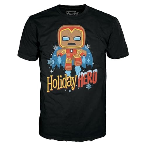 Image of Funko Boxed Tee: Arvel Holiday - GB Iron Manan - Medium - Marvel - T-Shirt - Clothes - Gift Idea - Short Sleeve Top for Adults Unisex Men and Women - Official Merchandise Fans Multicolour