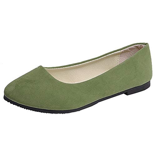 Image of Women's Slip On Flat Walking Ballerina Shoes Casual Work Office Comfortable Cute Shoes Ladies Flat Pumps UK Size Slip On Loafers Ballet Ballerina Dolly Shoes Army Green, 6 UK