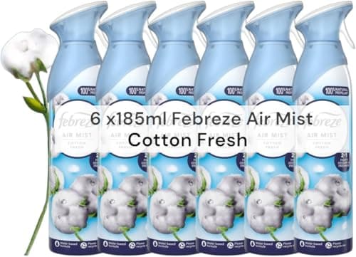 Image of Air Freshener Bathroom and Room Freshener Air Mist, 6 x 185ml COTTON FRESH