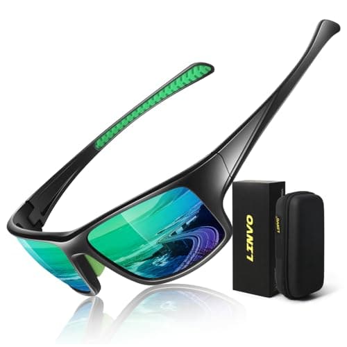 Image of LINVO Polarised Sports Sunglasses for Men,Thick Square Wrap Around 100% UV400 Protection Sun Glasses for Driving Fishing