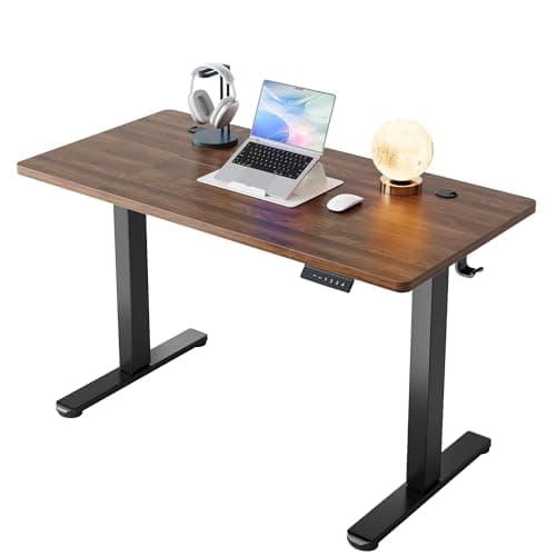 Image of HUANUO Standing Desk with USB Charging Port, 120 x 60 cm, 4 Preset Height Settings, Electric Desk for Home Office & Computer Workstation