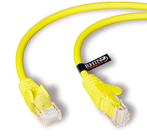 Image of rhinocables CAT 6 High-Speed Gigabit Ethernet Cable - Patch Network Lead for LAN| Snagless UTP With LSZH Jacket | RJ45 Connector - Internet, Router, Modem, Smart TV, PC & More (2m, Yellow, Pack of 1)