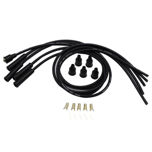 Image of Universal Black 8mm High Performance Silicone Sparkplug leads HT Leads fits for 4 Cylinder Classic Cars