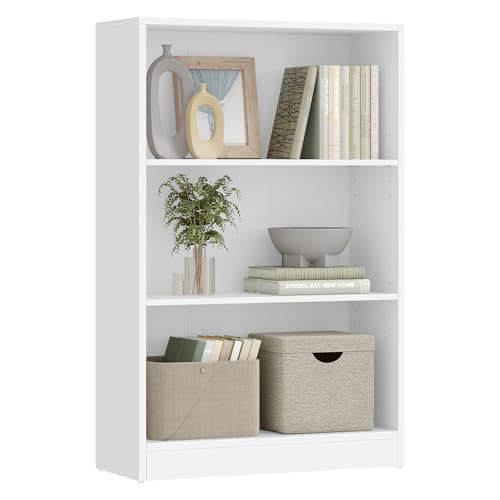 Image of VASAGLE 3-Tier Bookcase with Adjustable Shelves, Children's Bookcase and Storage for Home Office, 60 x 24 x 93 cm, White LBC105T14