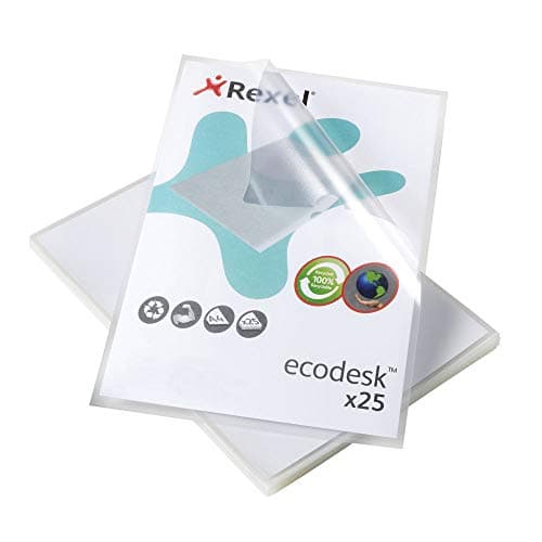 Image of Rexel Ecodesk A4 Plastic Punched Pocket Wallets Top and Side Opening, Pack of 25