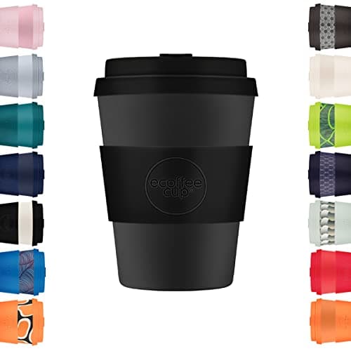 Image of Ecoffee Cup 12oz 350ml Reusable Eco-Friendly 100% Plant Based Coffee Cup with Silicone Lid & Sleeve - Melamine Free & Biodegradable Dishwasher/Microwave Safe Travel Mug, Kerr & Napier