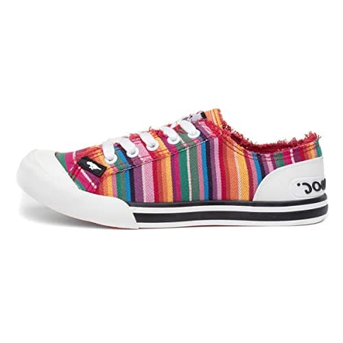 Image of Rocket Dog Womens/Ladies Jazzin Eden Stripe Lace Up Canvas Trainer (8 UK) (Red/Multi)
