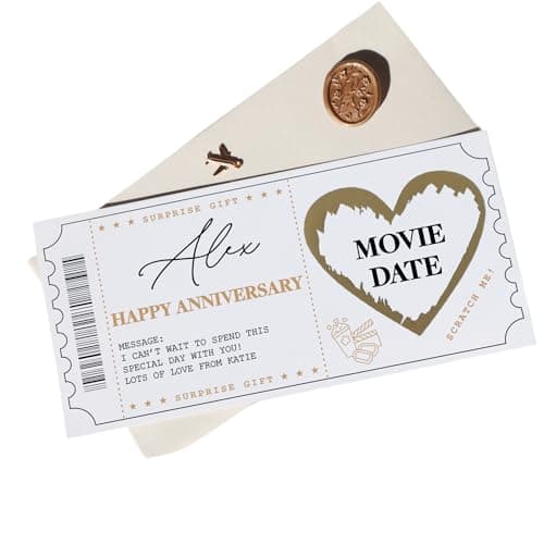 Image of Personalised scratch reveal golden ticket birthday voucher christmas surprise gift anniversary love coupon for him her fake event pass token keepsake your own text ST-03 (Movie/Show)