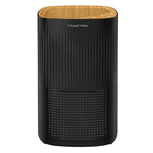 Image of Russell Hobbs Air Purifier for Bedroom Home 100m ³/h CADR, 99.95% Carbon Filter Captures Bacteria, Allergies Odour, Dust, LED Display, Clean Air Mini Aroma Black Scandi Wood Effect RHAP1032WDB