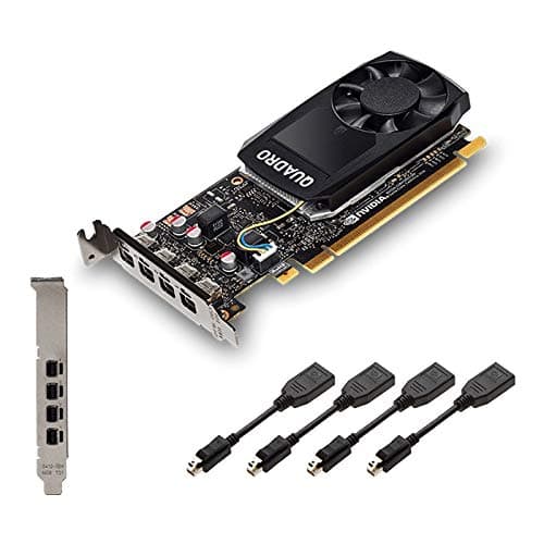 Image of Nvidia Quadro P1000 Professional PCIe Express 4GB GDDR5 4X Mini DisplayPort Low & High Profile Graphics Card - Black - Includes 8 Display Cables - New Regular OEM Card Boxed