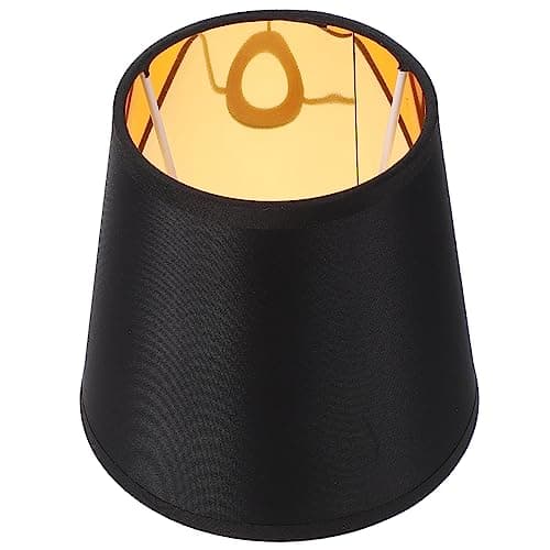 Image of Hemobllo E14 Cloth Lampshade 5.5 Inch Black Gold Fabric Lamp Cover for Chandelier Wall and Table Lamps Home and Hotel Lighting Accessories