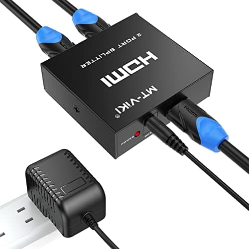 Image of 4K HDMI Splitter 1 in 2 out, MT-VIKI 2 Way 1 to 2 Distributor 1x2 For 2 Monitors Screens HDTV CCTV 3D Supports EDID HDCP + UK Power Supply
