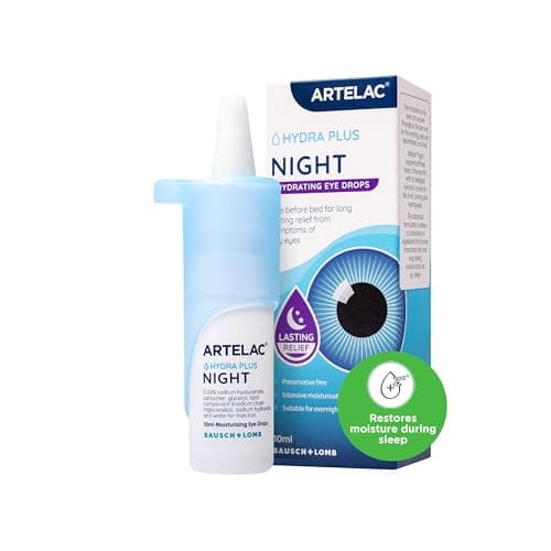 Image of Artelac Night Eye Drops, Symptom Relief for Tired, Dry, Stressed, Gritty, Burning and Tearing Eyes, Preservative Free and Restores Moisture During Sleep, 10ml