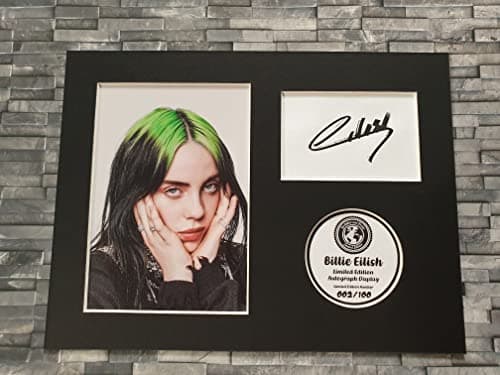Image of Havoc - Billie Eilish Limited Edition Signed Autograph Display Print - 8x6 Inches - Mounted and Ready to be Framed - Autograph Art Green V5
