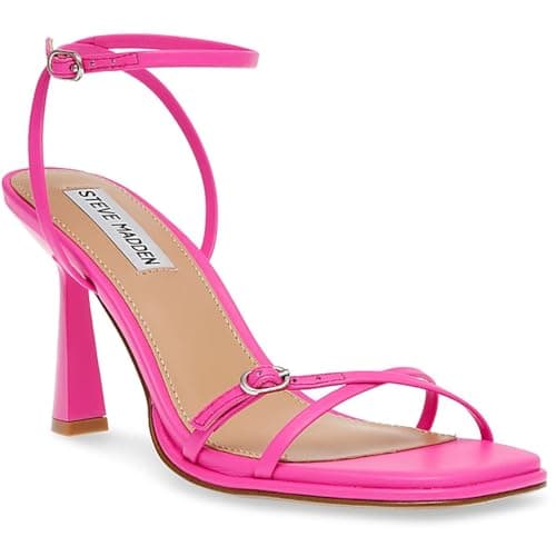Image of Steve Madden Women's Zarya Heeled Sandal, Pink Leather, 4 UK