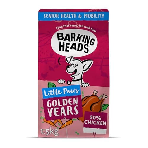 Image of Barking Heads Complete Dry Dog Food 1.5kg - Senior Little Paws (Small Breed) Golden Years Chicken - Natural Senior Recipe with Joint Support - Vet Approved