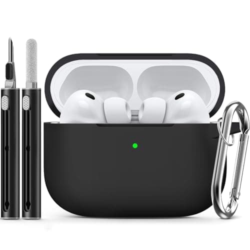 Image of Inesore Compatible with AirPods Pro 3 Case with Cleaning Kit, Silicone Protective Case Cover for Apple Air Pods Pro 3rd (2025), Unisex Design - Black