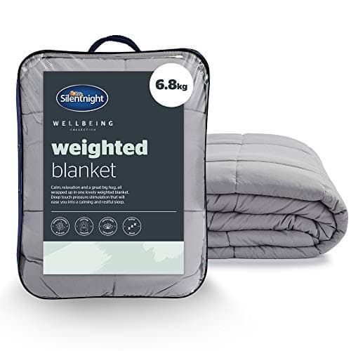 Image of Silentnight Wellbeing Weighted Blanket - Anxiety & Stress Relief for Adults Insomnia Therapy - Sensory Calming Heavy Quilted Hug Blanket - 6.8kg, 150x200cm, Grey
