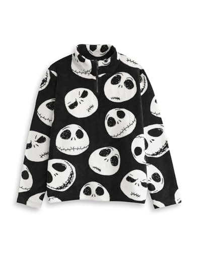 Image of Disney The Nightmare Before Christmas Jack Skellington Womens Black Fleece Jumper | Long Sleeve Print Top for Halloween | Casual Wear | The Nightmare Before Christmas Merch - Medium