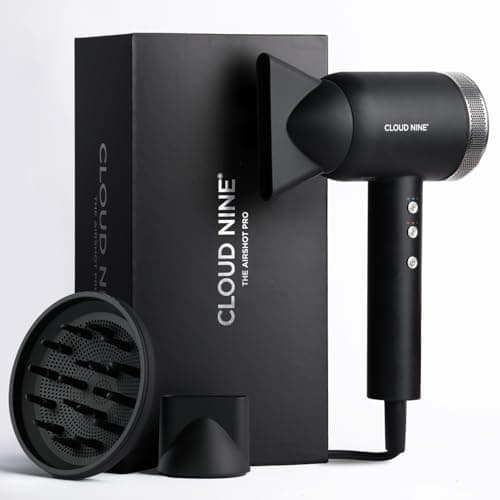 Image of CLOUD NINE The Airshot Pro Hair Dryer | Powerful Salon Self Clean Mode Long Lasting Temperature Control | Eco Precision Motor Magnetic Diffuser | 1600W Lightweight & Portable