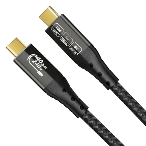 Image of ZIKNYDO USB4 for Thunderbolt 4 Cable 0.5m, 40Gbps Data Sync, Supports 8K/4K Displays, 240W Charging, USB C Thunderbolt Cable, for Thunderbolt 3, iPhone 16 Series, SSD, MacBook, Docking (1.6FT)